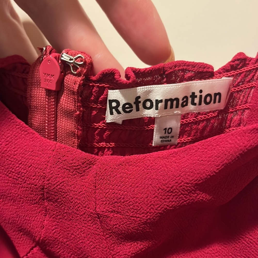Reformation Red Bustier Slip Midi Dress Leg Slit Size 10